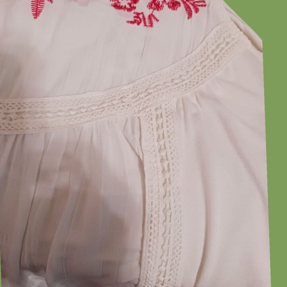 Knox Rose Womens Sleeveless White Top With Red Floral Embroidery Small - Picture 8 of 12